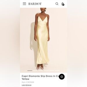 Bardot Capri Diamonte Slip Dress In Canary Yellow